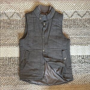 21men Gray Charcoal Quilted Button Zip Up Vest With Pockets